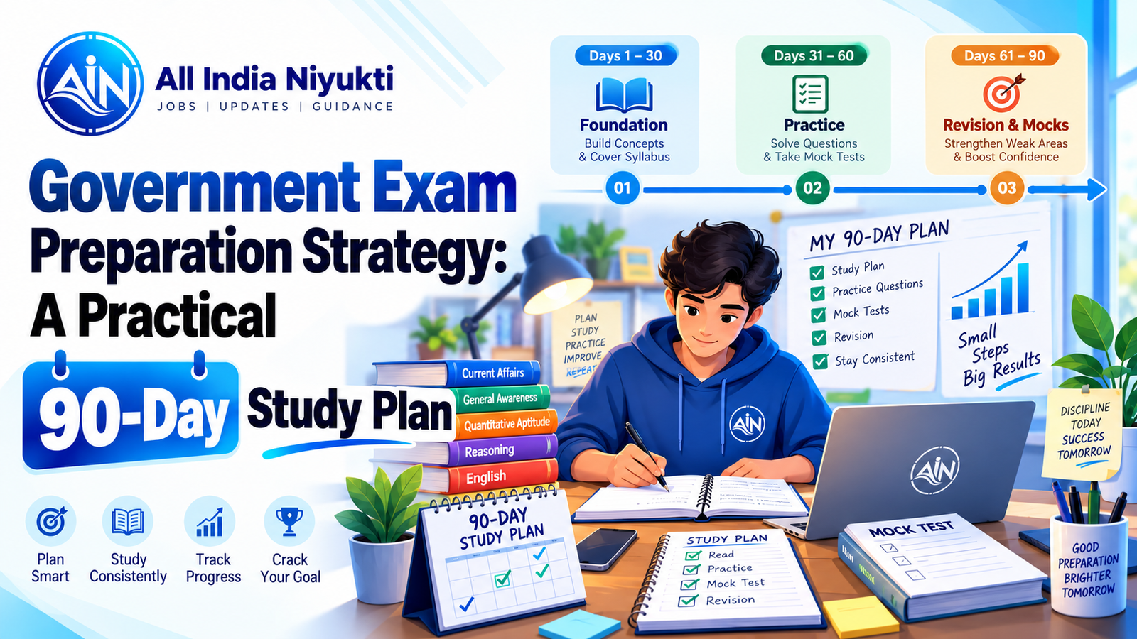 Editorial illustration for Government Exam Preparation Strategy: A Practical 90-Day Study Plan